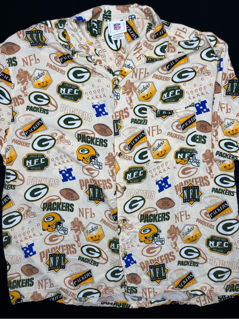 Vintage Green Bay Packers Button Up NFL Football Shirt  Hawaiian Men's XL